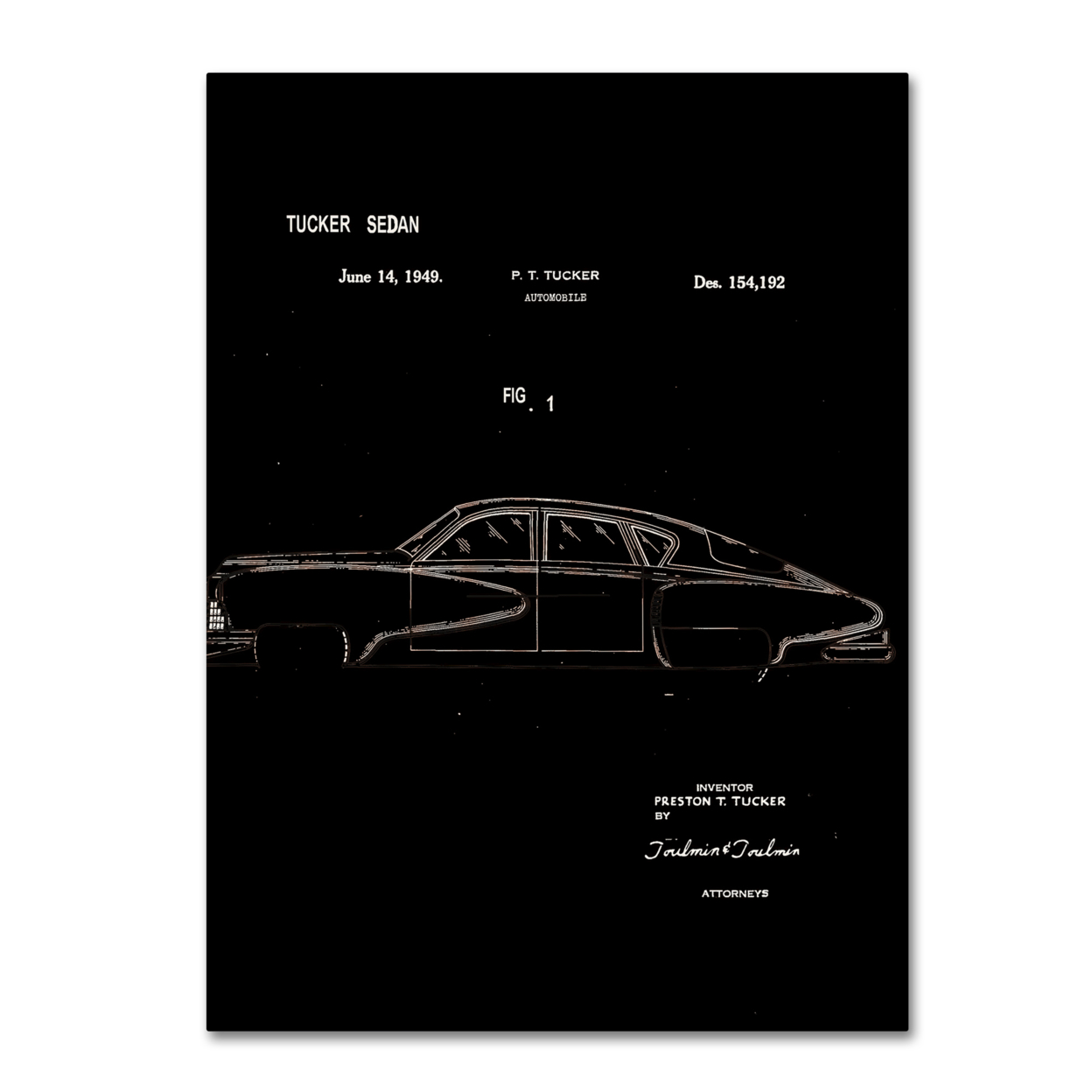 Claire Doherty 'Tucker Sedan Patent 1949 Black' Canvas Art 18 X 24