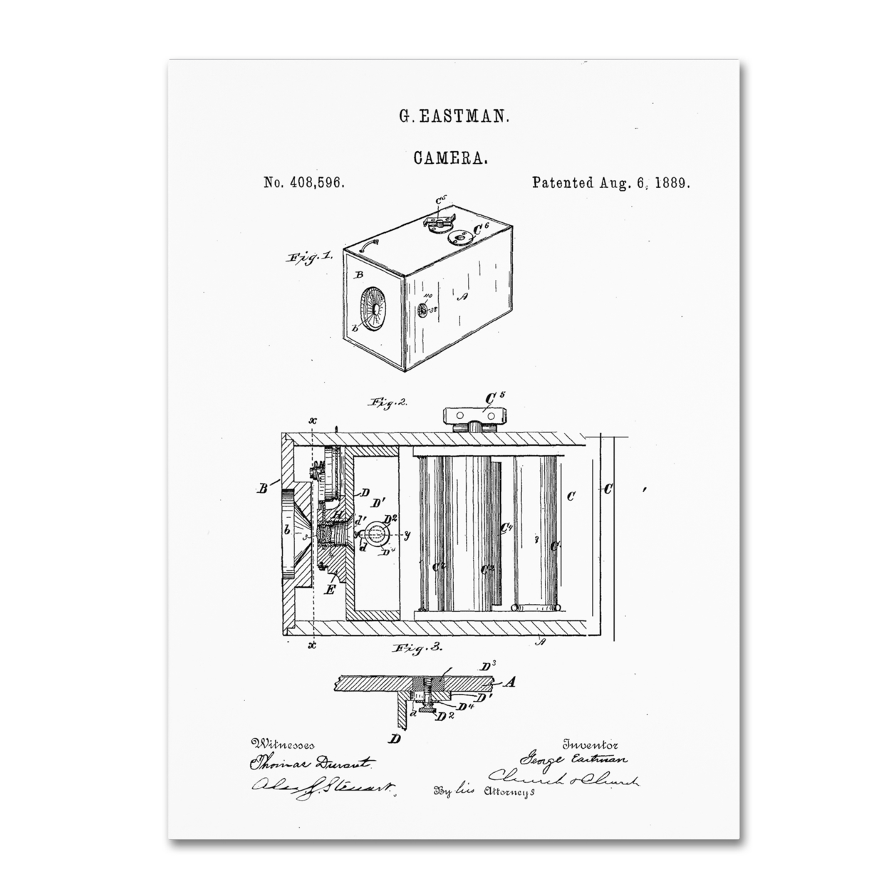 Claire Doherty 'George Eastman Camera Patent White' Canvas Art 18 X 24