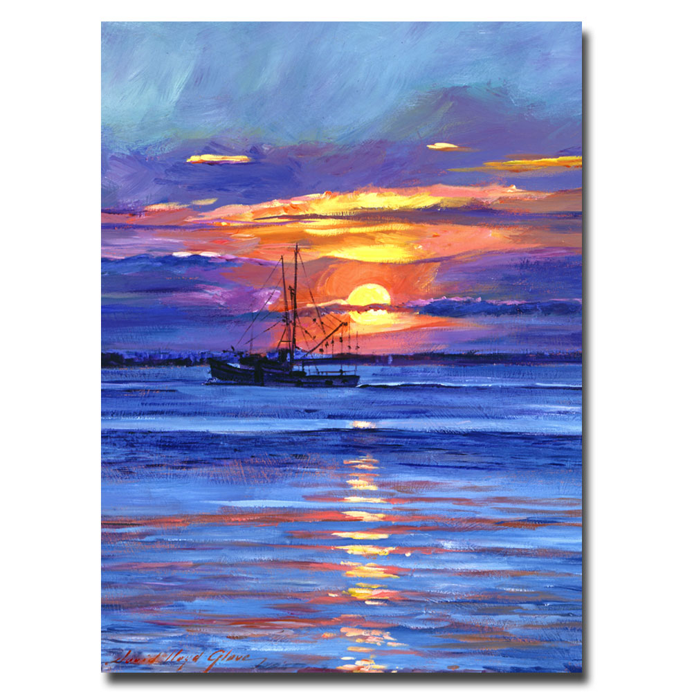 David Lloyd Glover 'Salmon Trawler At Sunrise' Canvas Art 18 X 24