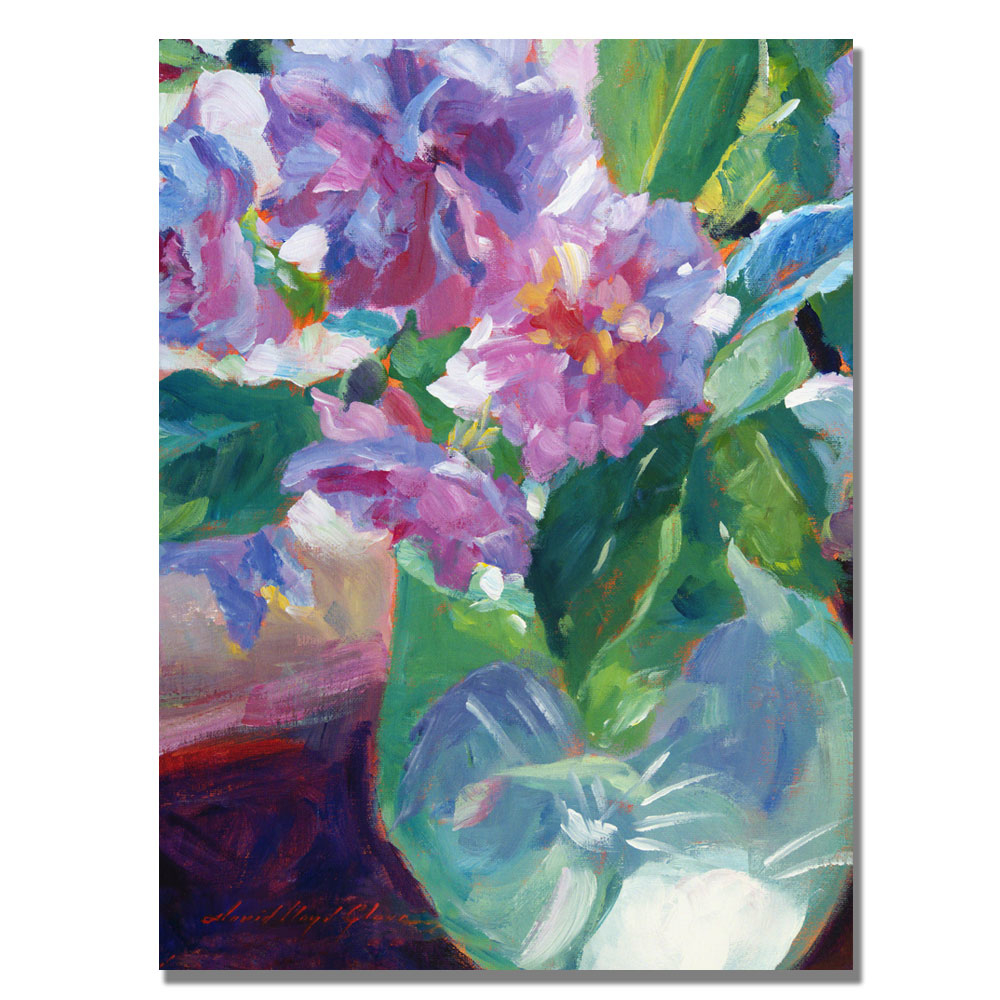 David Lloyd Glover 'Pink Flowers In Green Vase' Canvas Art 18 X 24