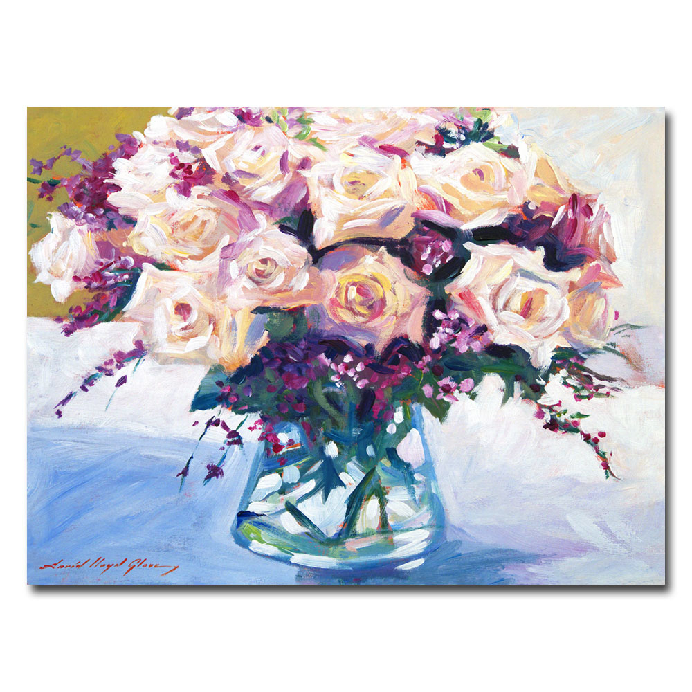 David Lloyd Glover 'Roses In Glass' Canvas Art 18 X 24