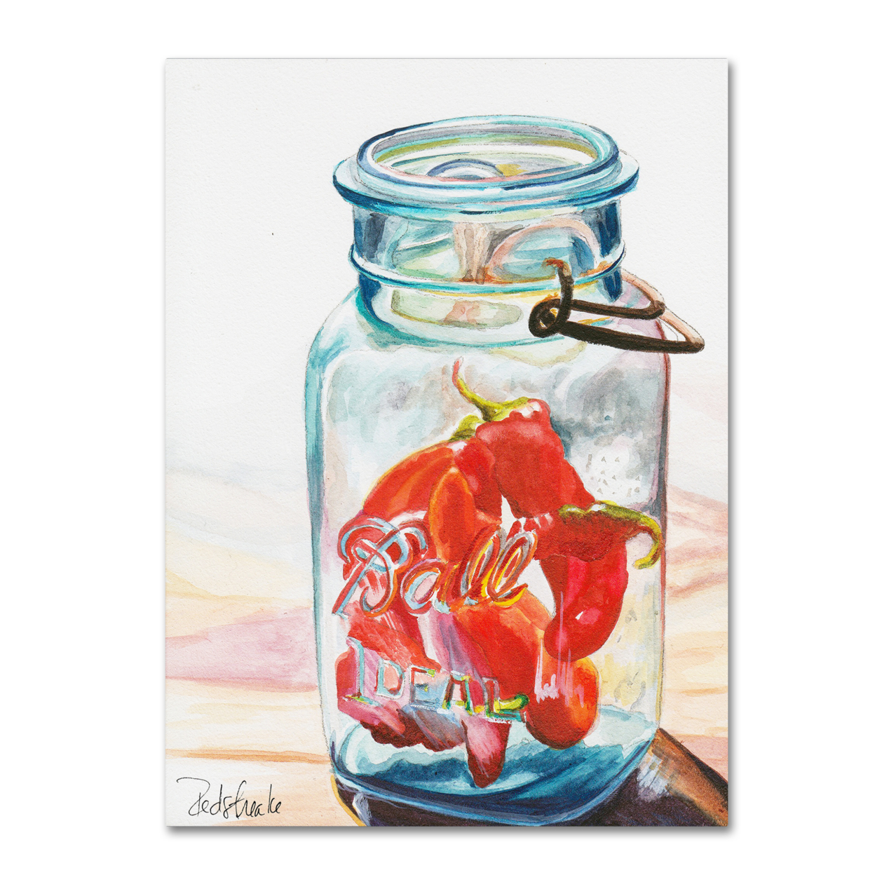 Jennifer Redstreake 'Ball Jar Ideal Peppers' Canvas Art 18 X 24