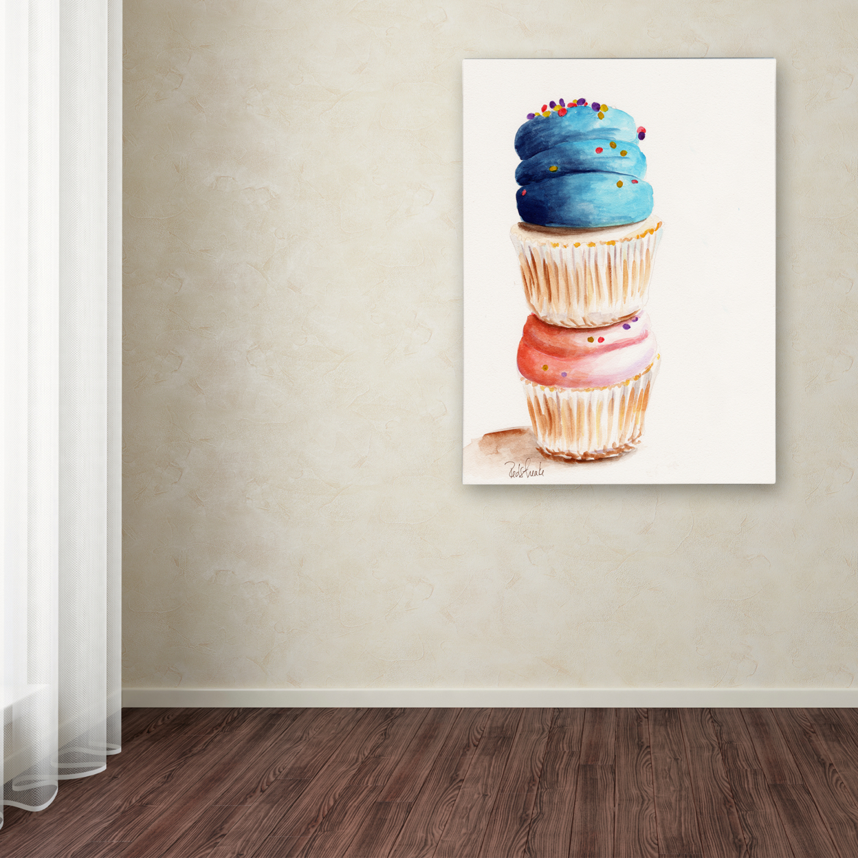 Jennifer Redstreake 'Stacked Cupcakes No Words' Canvas Art 18 X 24