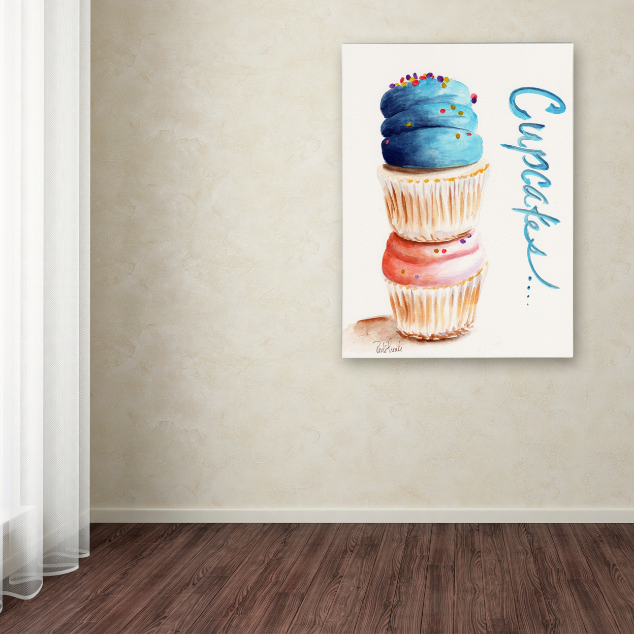 Jennifer Redstreake 'Stacked Cupcakes With Words' Canvas Art 18 X 24