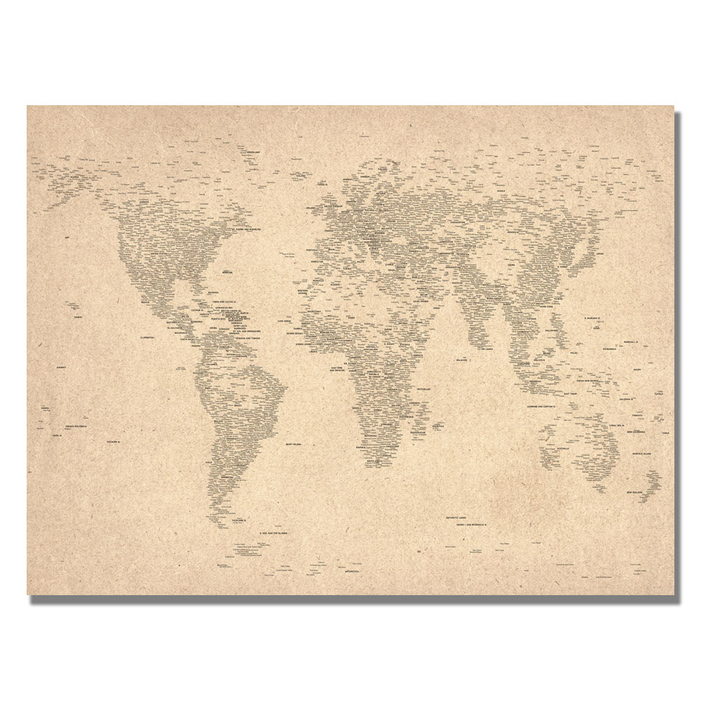 Michael Tompsett 'World Map Of Cities' Canvas Art 18 X 24