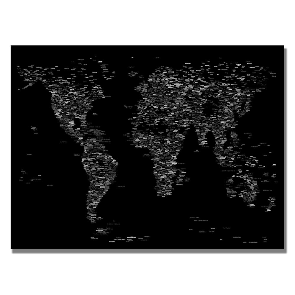 Michael Tompsett 'Font World Map III' Canvas Art 18 X 24
