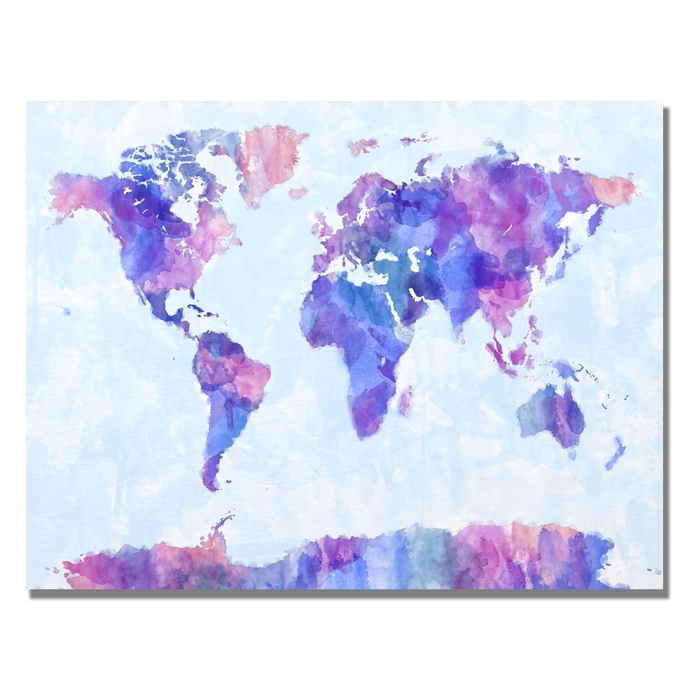 Michael Tompsett 'Watercolor World Map IV' Canvas Art 18 X 24