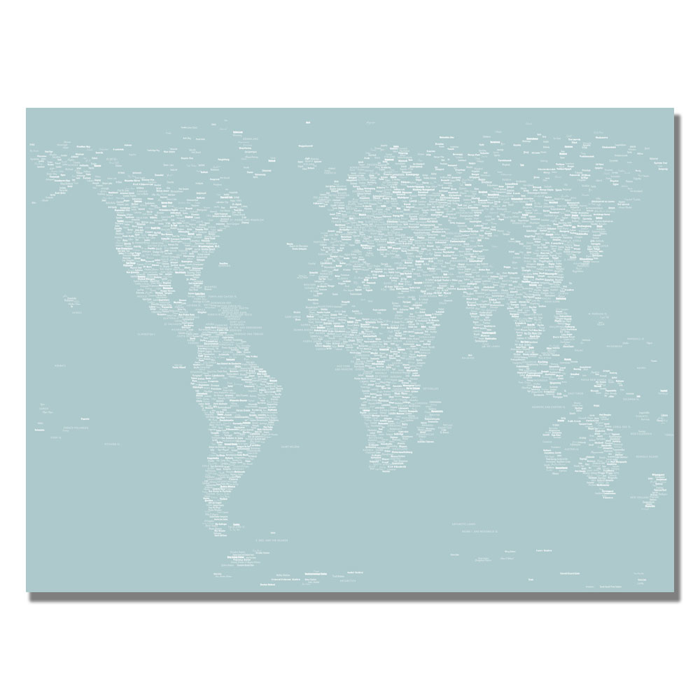 Michael Tompsett 'Font World Map V' Canvas Art 18 X 24
