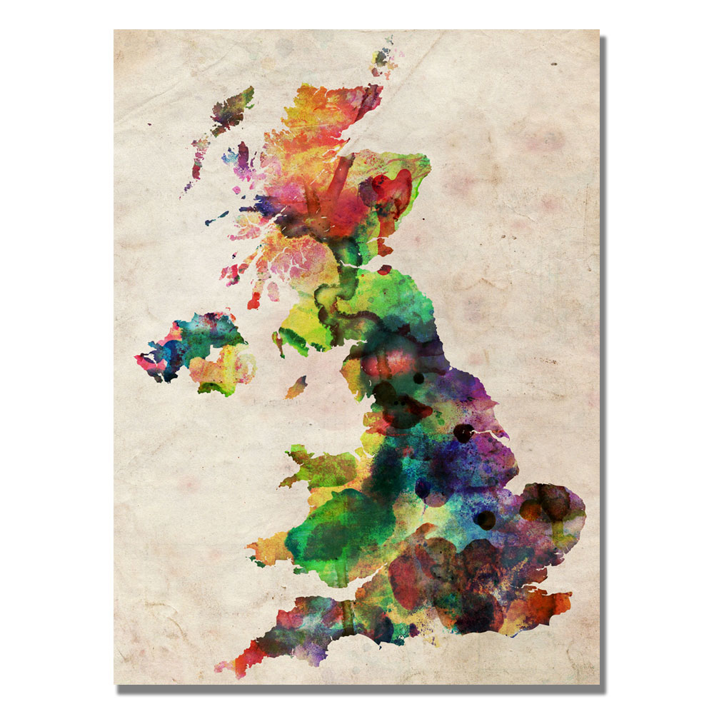 Michael Tompsett 'UK Watercolour Map' Canvas Art 18 X 24
