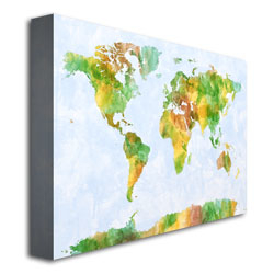 Michael Tompsett 'Watercolor World Map III' Canvas Art 18 X 24