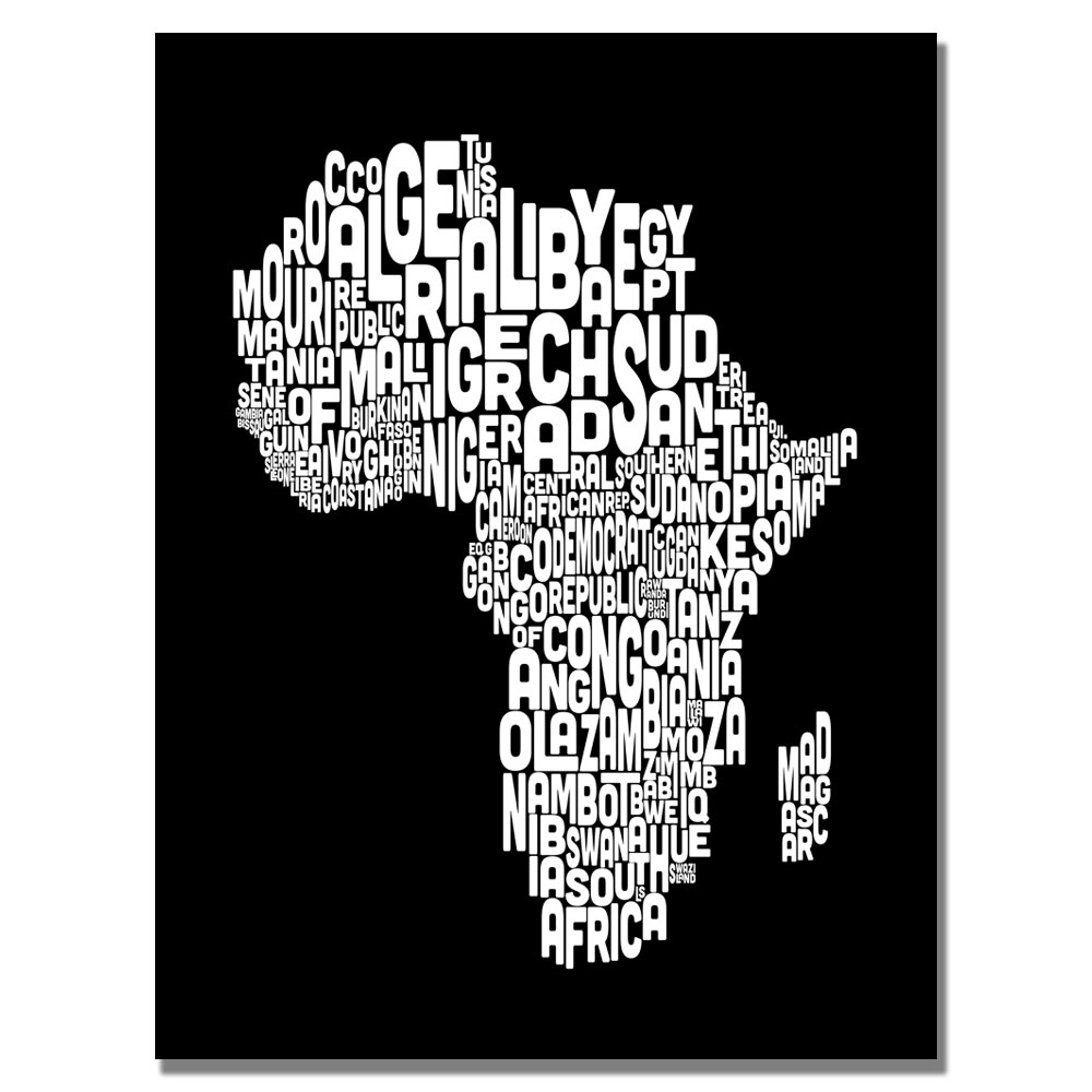 Michael Tompsett 'Africa Font World Map' Canvas Art 18 X 24