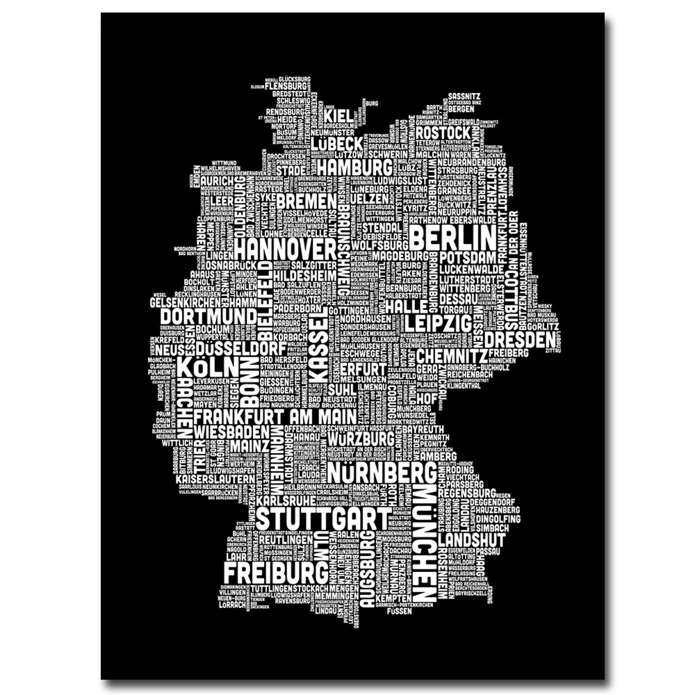 Michael Tompsett 'Germany Text Map I' Canvas Art 18 X 24