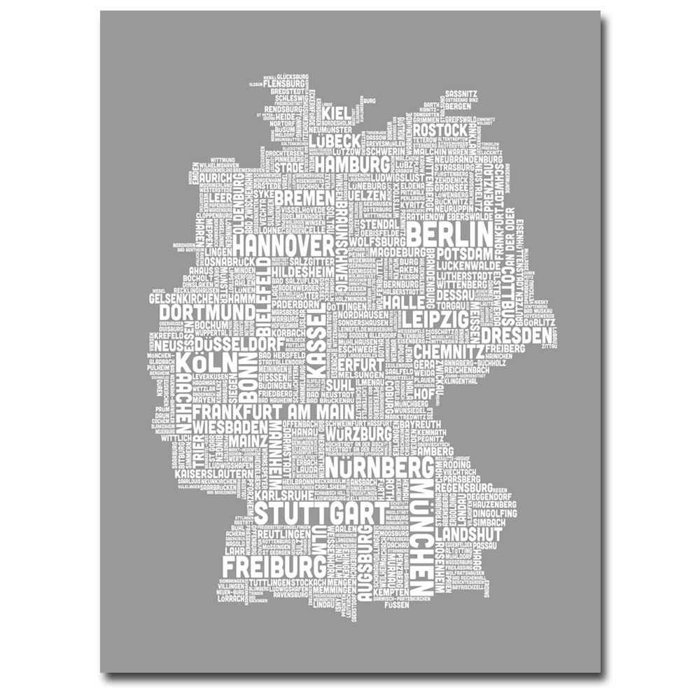 Michael Tompsett 'Germany Text Map III' Canvas Art 18 X 24