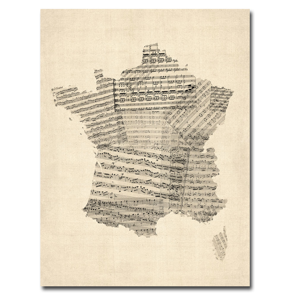 Michael Tompsett 'France - Music Map' Canvas Art 18 X 24