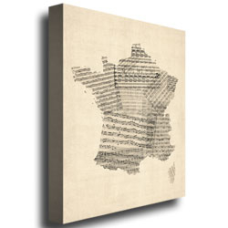 Michael Tompsett 'France - Music Map' Canvas Art 18 X 24