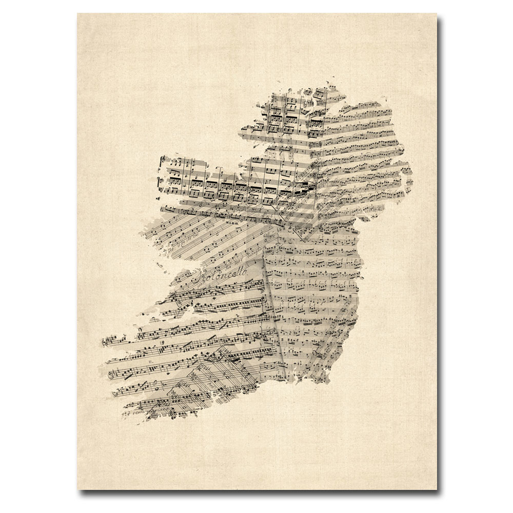 Michael Tompsett 'Ireland Text Map IV' Canvas Art 18 X 24