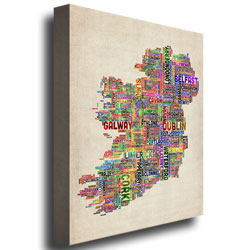 Michael Tompsett 'Ireland City Text Map II' Canvas Art 18 X 24
