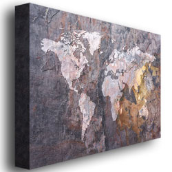 Michael Tompsett 'World Map - Rock' Canvas Art 18 X 24