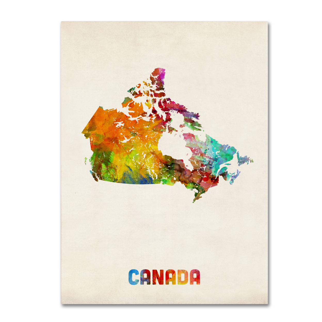Michael Tompsett 'Canada Watercolor Map' Canvas Art 18 X 24