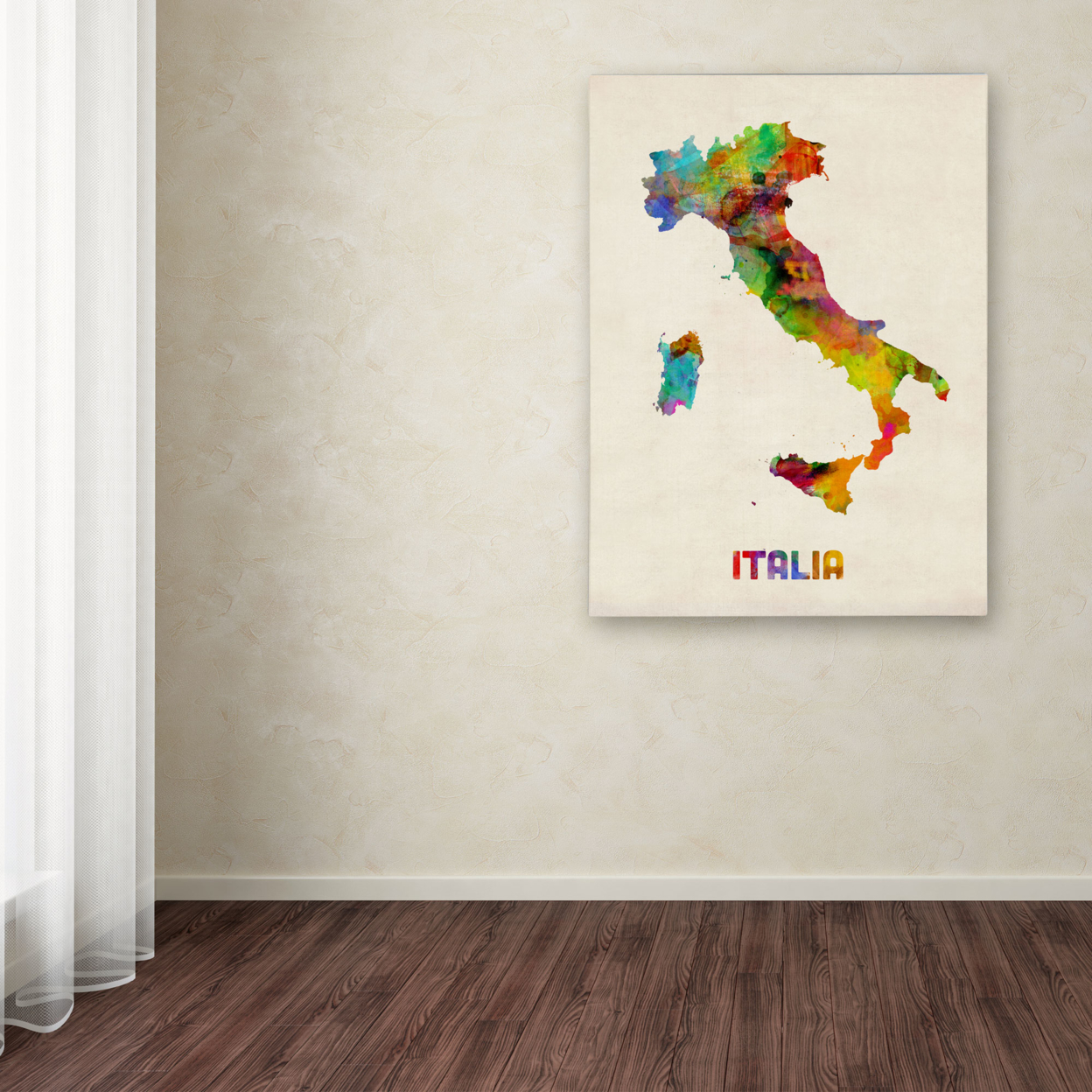 Michael Tompsett 'Italy Watercolor Map' Canvas Art 18 X 24