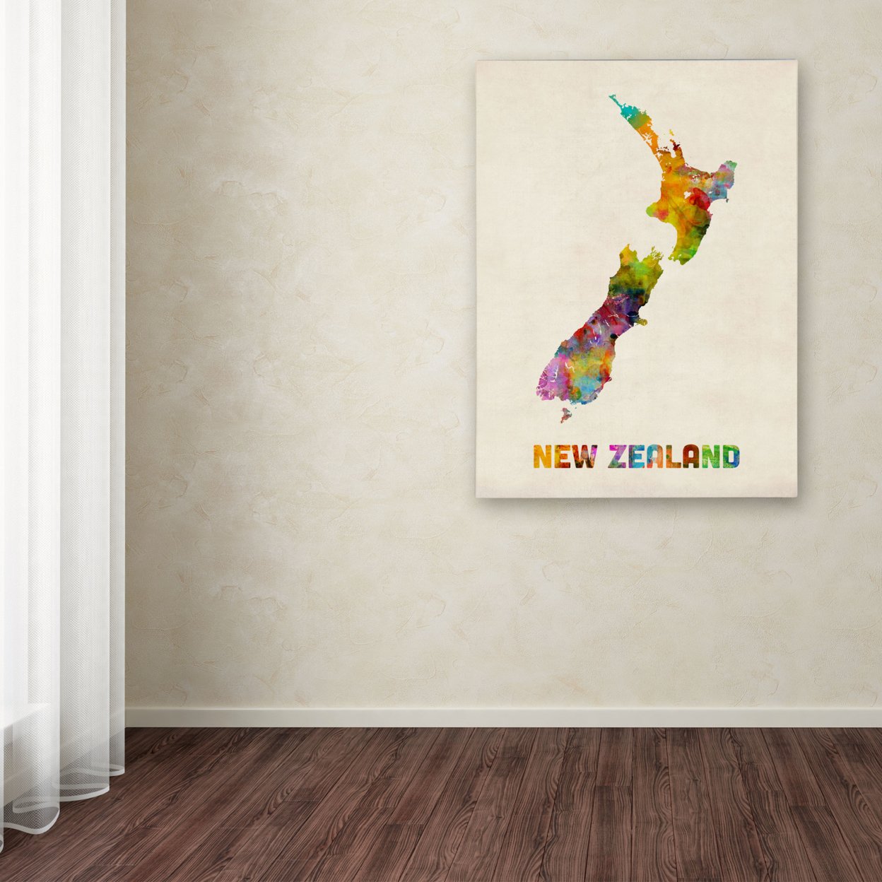 Michael Tompsett 'New Zealand Watercolor Map' Canvas Art 18 X 24