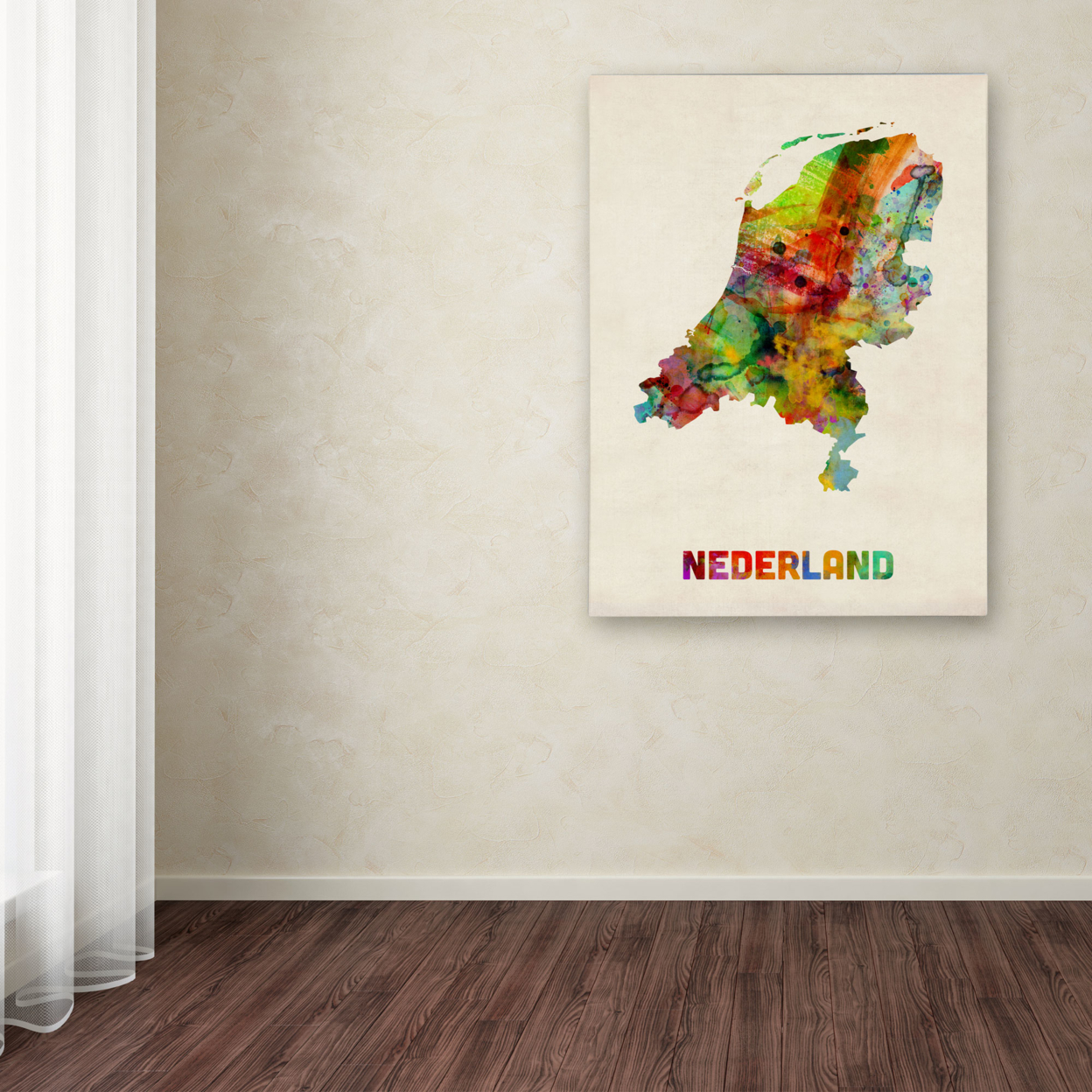 Michael Tompsett 'Netherlands Watercolor Map' Canvas Art 18 X 24
