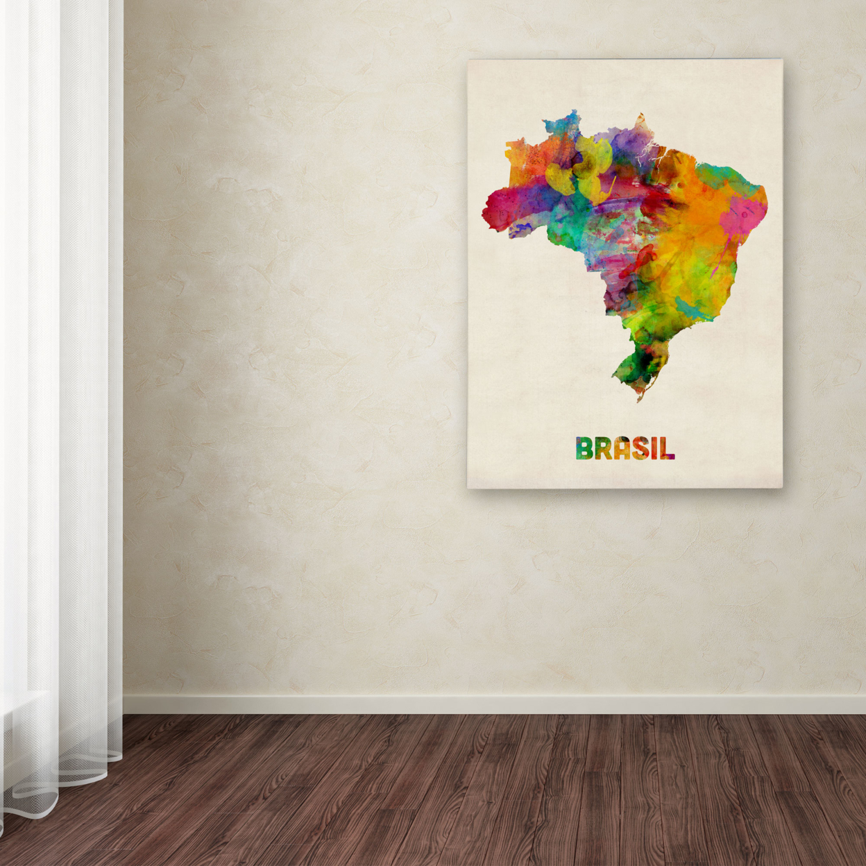 Michael Tompsett 'Brasil Watercolor Map' Canvas Art 18 X 24