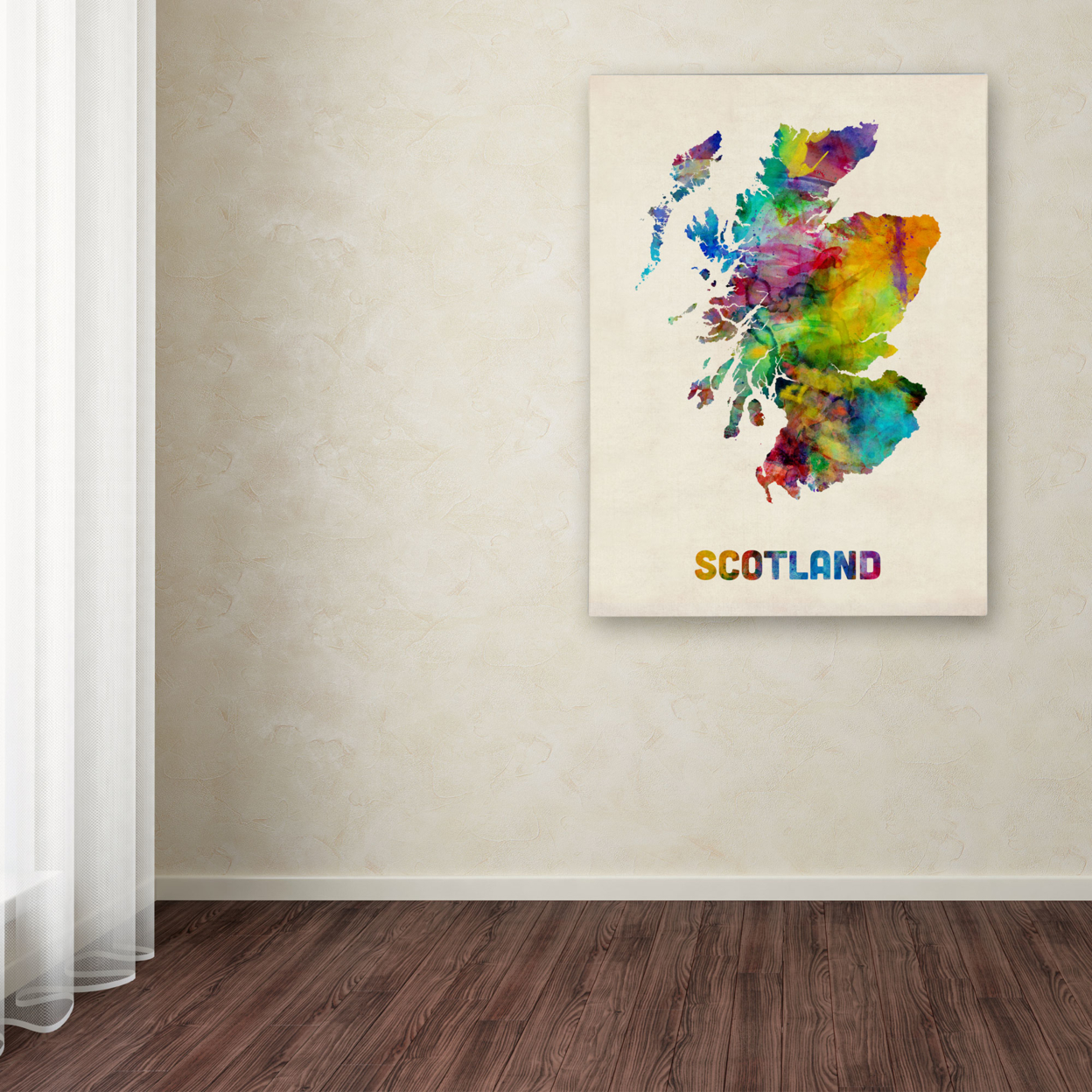 Michael Tompsett 'Scotland Watercolor Map' Canvas Art 18 X 24