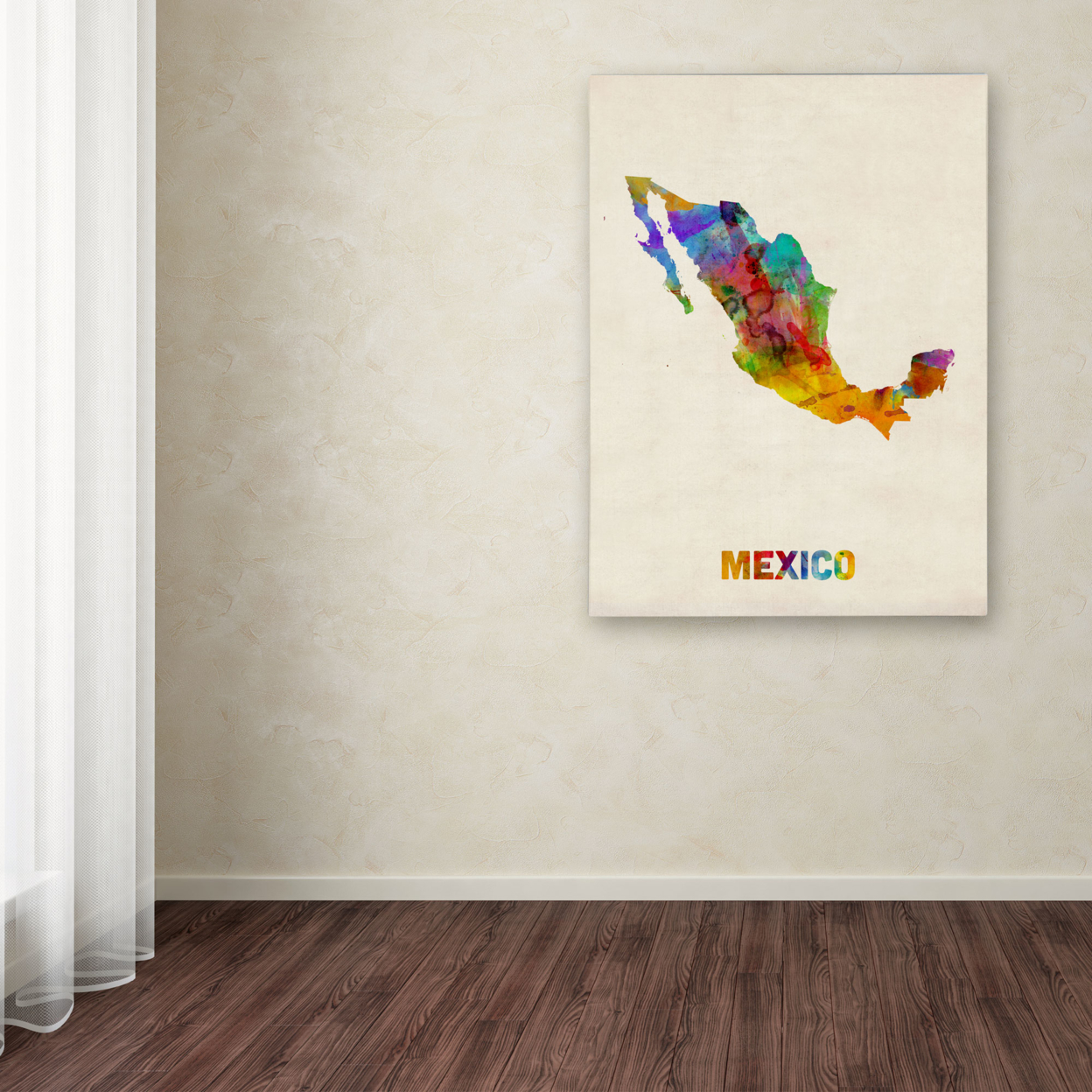 Michael Tompsett 'Mexico Watercolor Map' Canvas Art 18 X 24