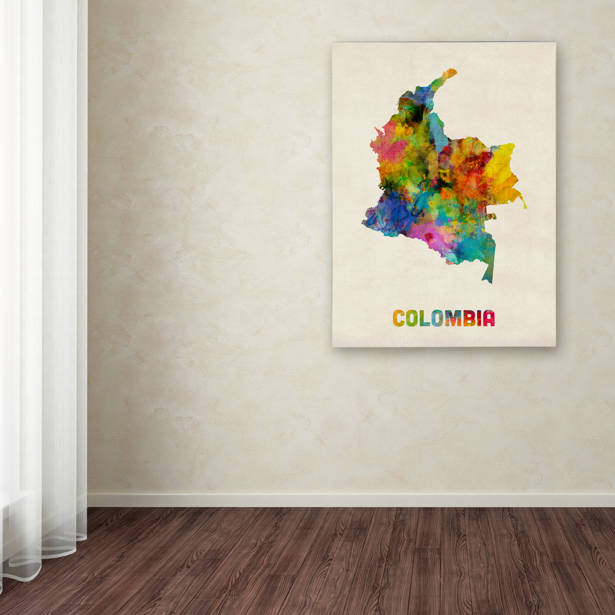 Michael Tompsett 'Colombia Watercolor Map' Canvas Art 18 X 24