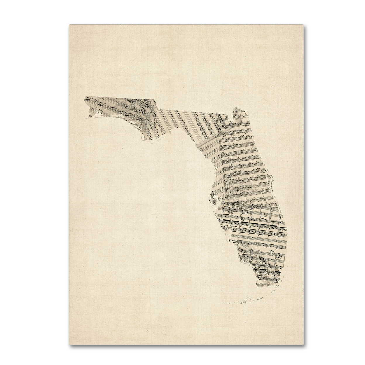 Michael Tompsett 'Old Sheet Music Map Of Florida' Canvas Art 18 X 24