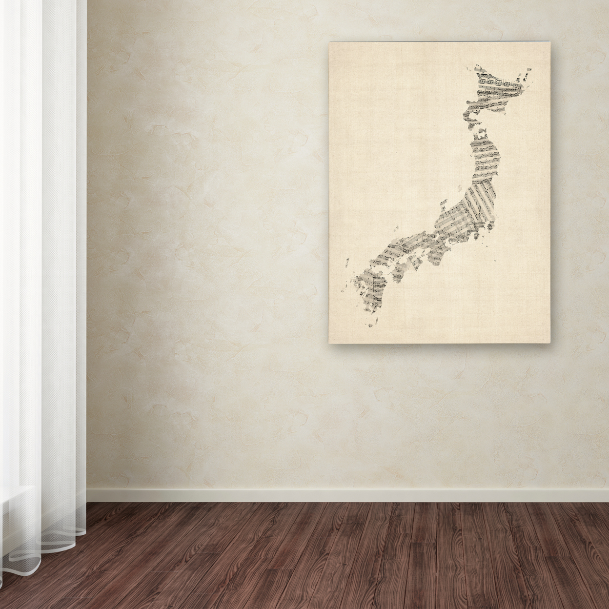 Michael Tompsett 'Old Sheet Music Map Of Japan' Canvas Art 18 X 24