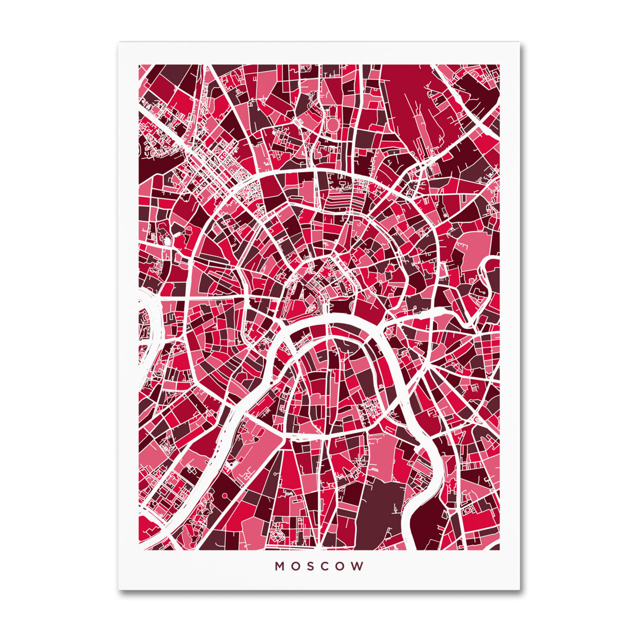 Michael Tompsett 'Moscow City Street Map IV' Canvas Art 18 X 24