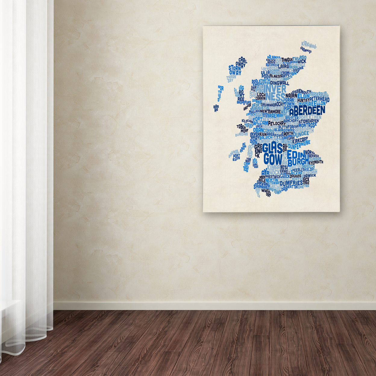 Michael Tompsett 'Scotland Typography Text Map 2' Canvas Art 18 X 24