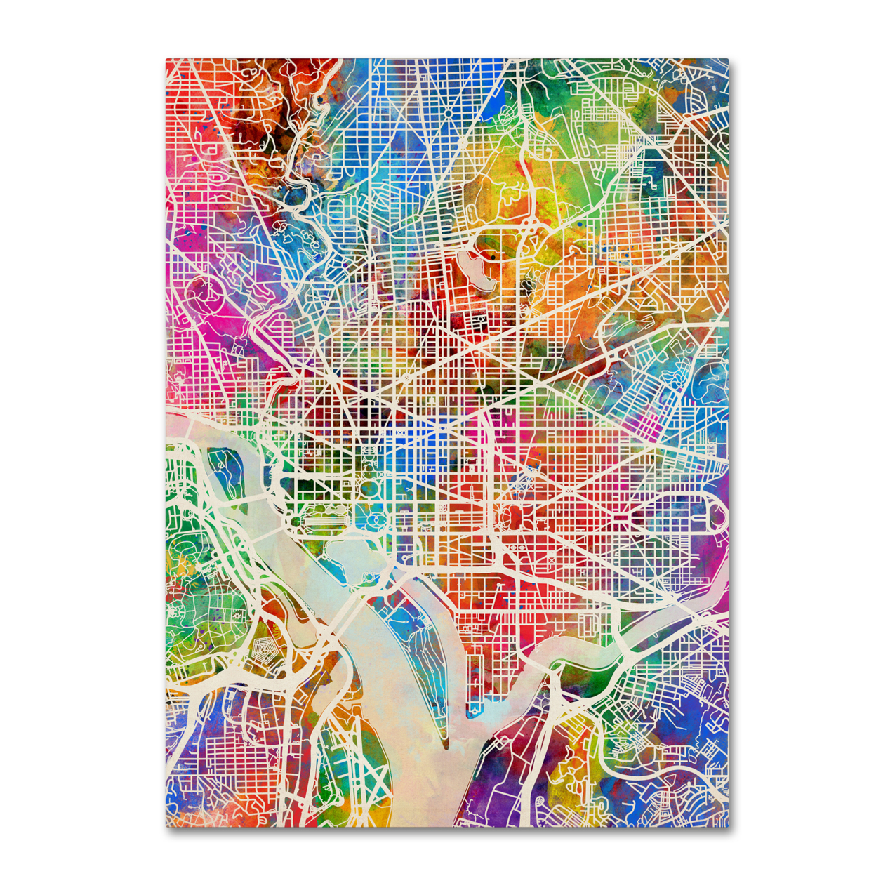 Michael Tompsett 'Washington DC Street Map' Canvas Art 18 X 24
