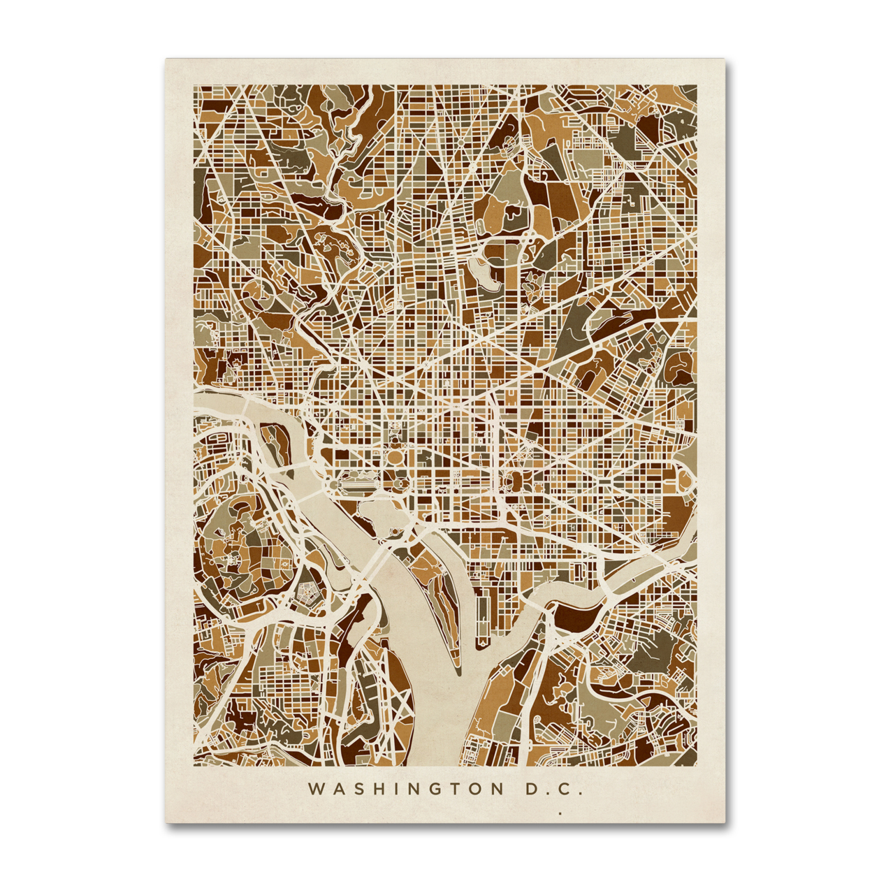 Michael Tompsett 'Washington DC Street Map 3' Canvas Art 18 X 24