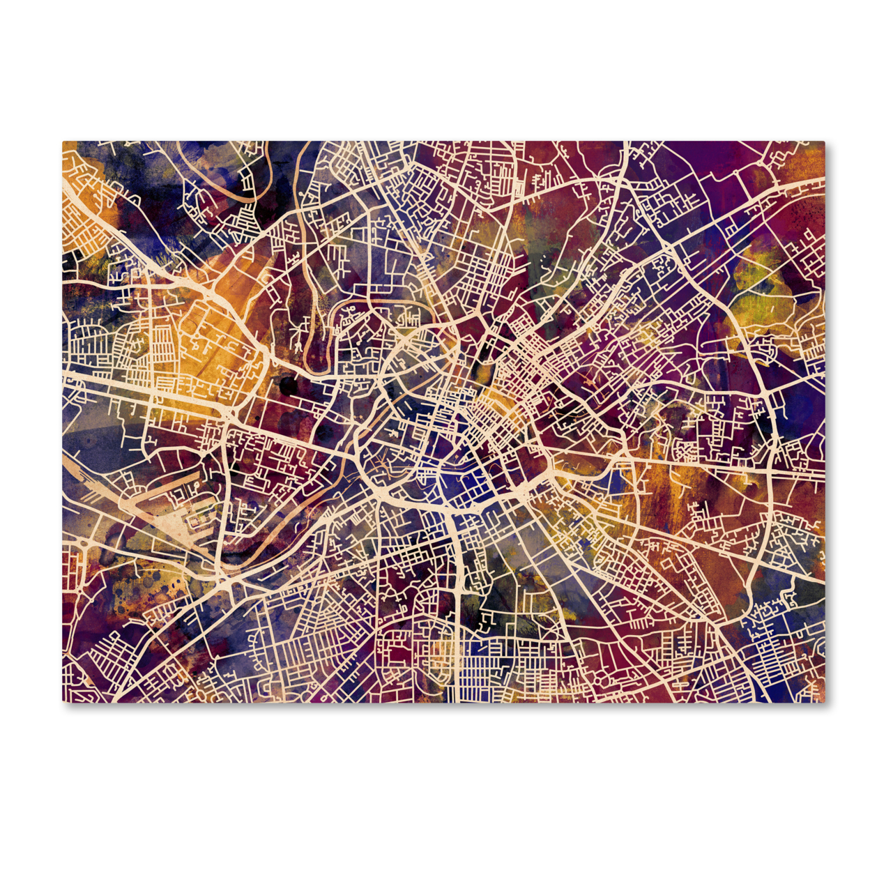Michael Tompsett 'Manchester Street Map' Canvas Art 18 X 24