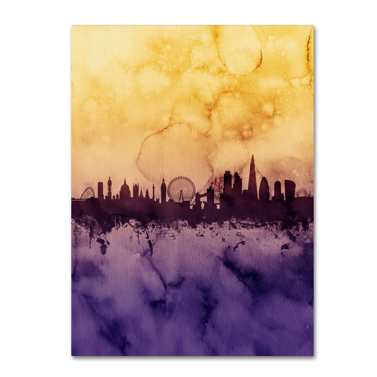 Michael Tompsett 'London Skyline Tall Yellow' Canvas Art 18 X 24