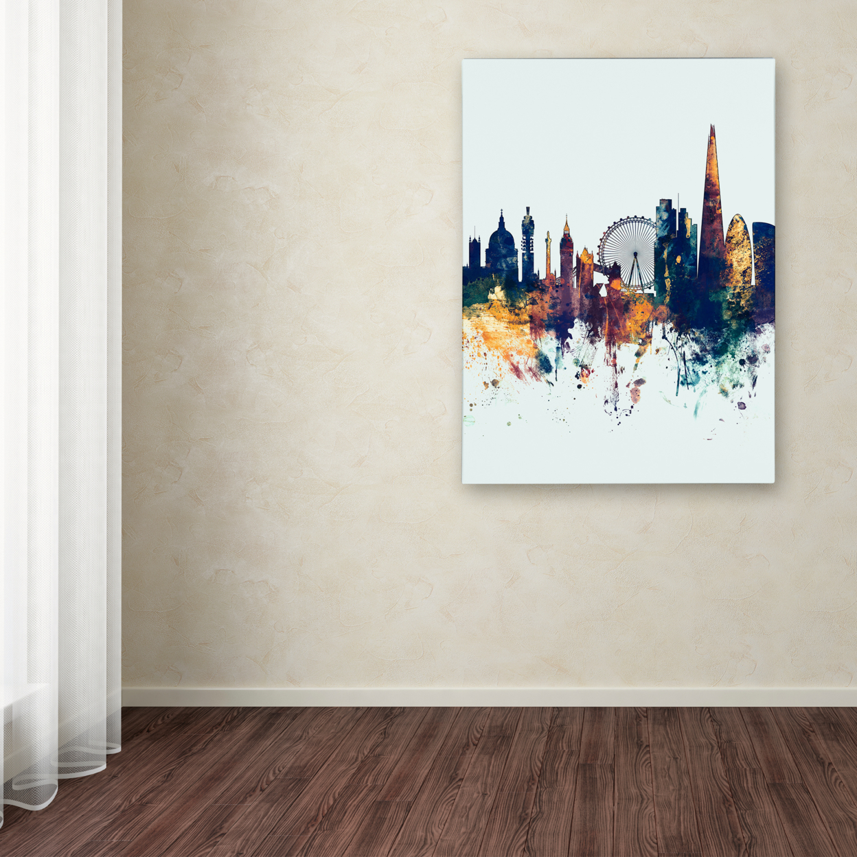 Michael Tompsett 'London Skyline Tall Blue' Canvas Art 18 X 24