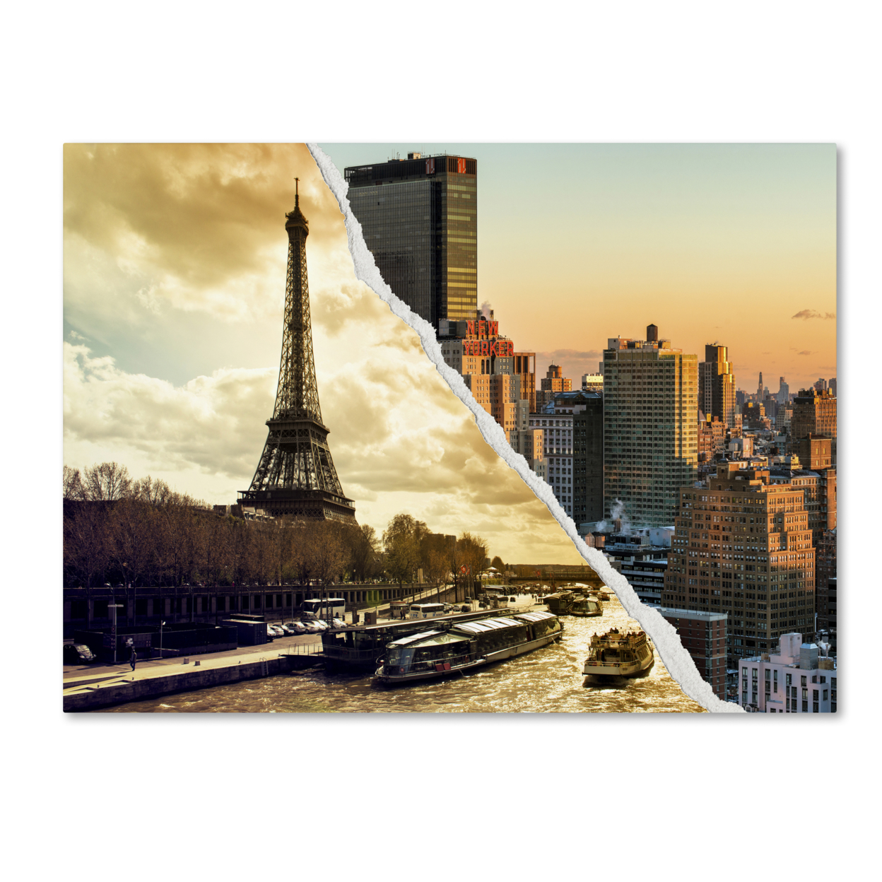 Philippe Hugonnard 'Sunset In Paris And New York' Canvas Art 18 X 24