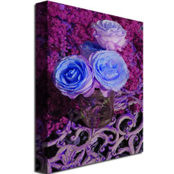Patty Tuggle 'Blue And Pink Roses' Canvas Art 18 X 24