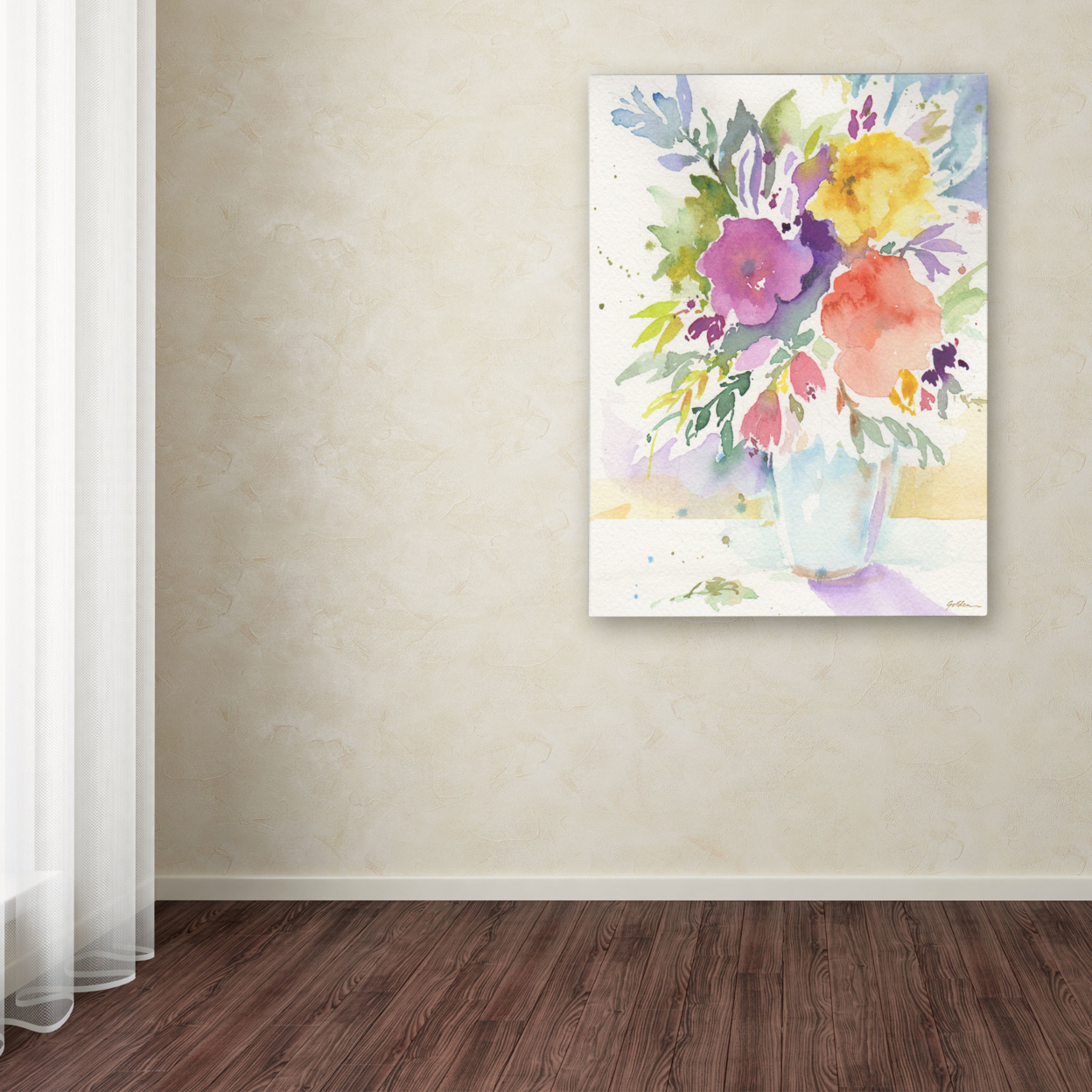 Sheila Golden 'Vase With Bright Blooms' Canvas Art 18 X 24
