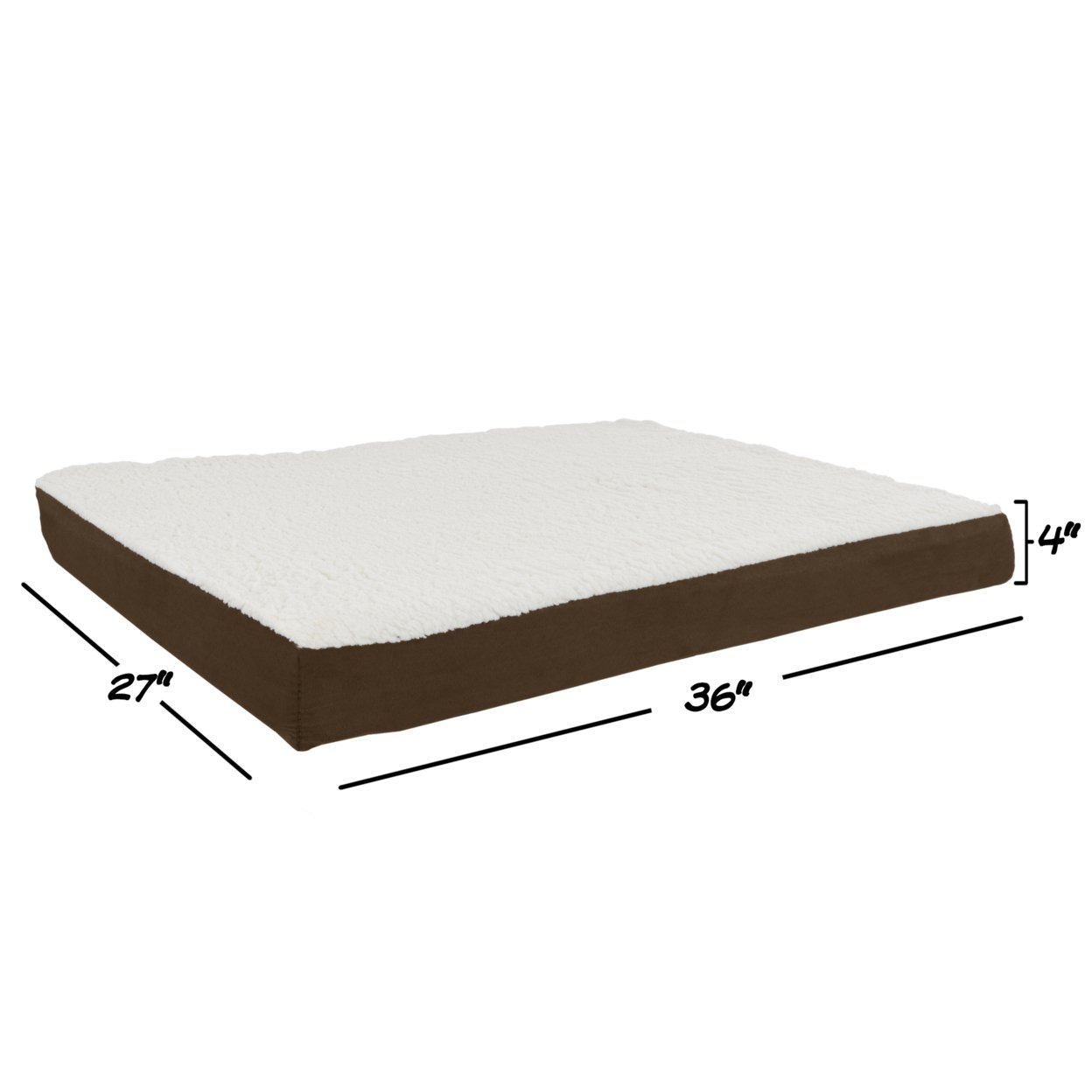 Orthopedic Sherpa Top Pet Bed With Memory Foam And Removable Cover 36 X 27 X 4 Brown Medium Large