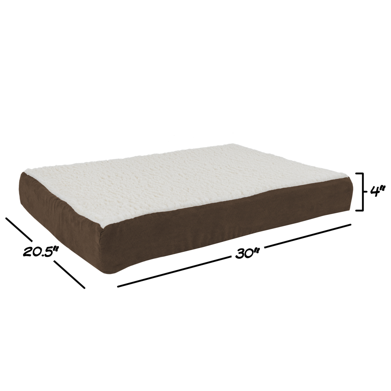 Orthopedic Sherpa Top Pet Bed With Memory Foam And Removable Cover 30 X 20 X 4 Brown Medium