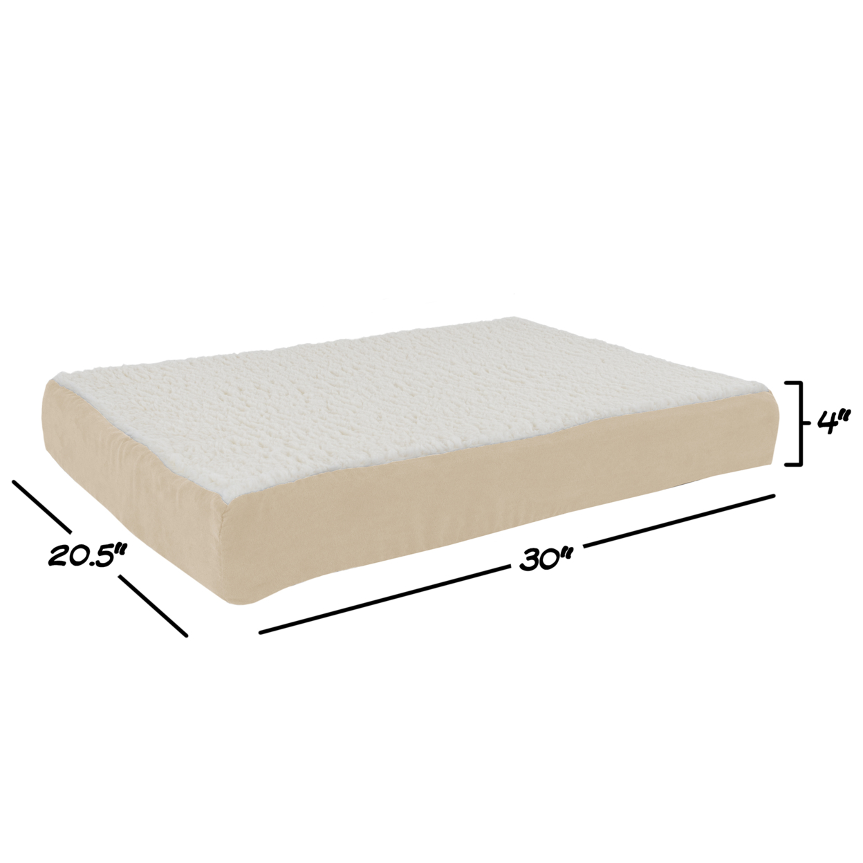 Orthopedic Sherpa Top Pet Bed With Memory Foam And Removable Cover 30 X 20 X 4 Tan Medium