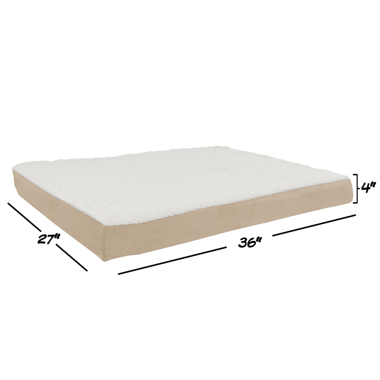Orthopedic Sherpa Top Pet Bed With Memory Foam And Removable Cover 36 X 27 X 4 Tan Large