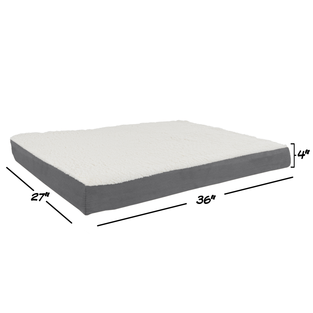 Orthopedic Sherpa Top Pet Bed With Memory Foam And Removeable Cover 36 X 27 X 4 Gray Large