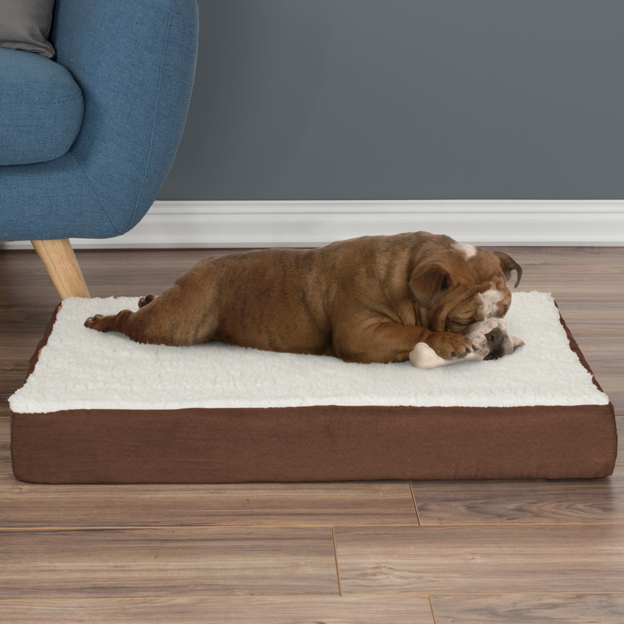 Orthopedic Sherpa Top Pet Bed With Memory Foam And Removable Cover 30 X 20 X 4 Brown Medium