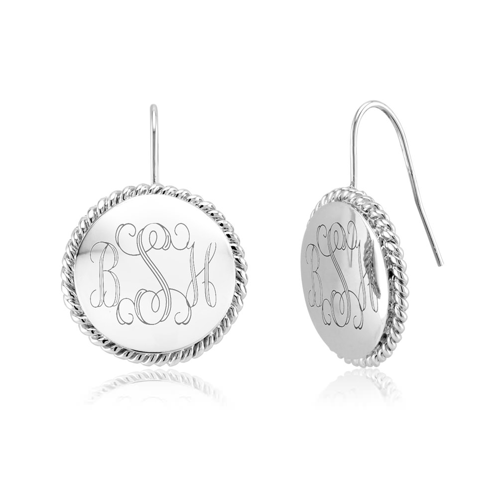 18K White Gold Plated Personalized Monogram Earrings