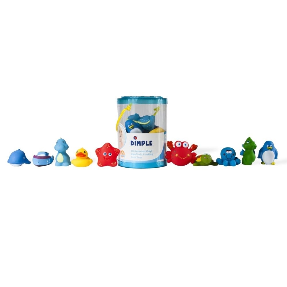 Set Of 20 Vinyl Non-Toxic Floating Bath Toys Assorted Colors & Shapes Squeeze To Spray! Tons Of Fun Great For Kids & Toddlers By Dimple